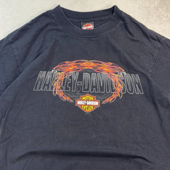 Y2K Harley-Davidson Flame Eagles Biker T-Shirt L Sweet Home Alabama Graphic - Picture 1 of 11